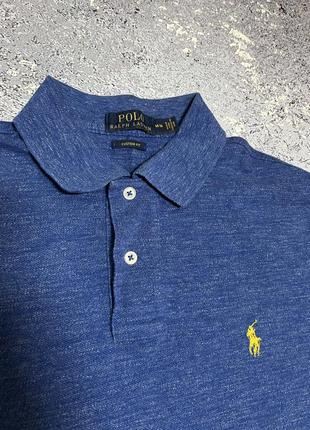 Синяя футболка поло мужская polo ralph lauren новых коллекций (оригинал)3 фото
