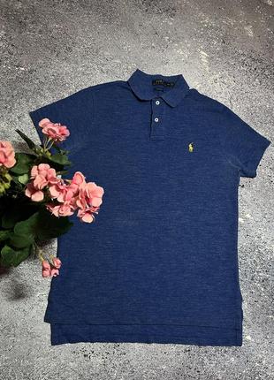 Синяя футболка поло мужская polo ralph lauren новых коллекций (оригинал)1 фото