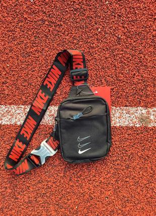 Сумка nike mini bag swoosh / черная барсетка найк / спортивная сумка через плечо / мужская бананка / женская маленькая сумка / месенджер найк