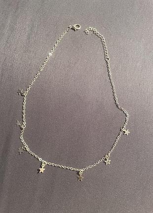 Ланцюжок з зірочками під срібло 40 см