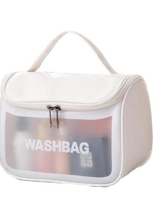 Косметичка непромокаюча washbag 22x16x14 см біла