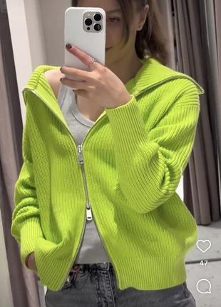 Оверсайз джемпер, кардиган, свитер zara, коллекция 2024, размер s, m, l