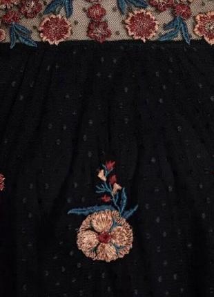 Брендовая красивая блуза с вышивкой zara basic denim10 фото
