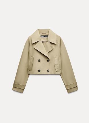 Двубортный тренч хаки zara new
