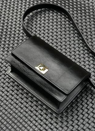 Черная кожаная сумка сумка кроссбоди классическая сумка