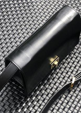 Черная кожаная сумка сумка кроссбоди классическая сумка3 фото
