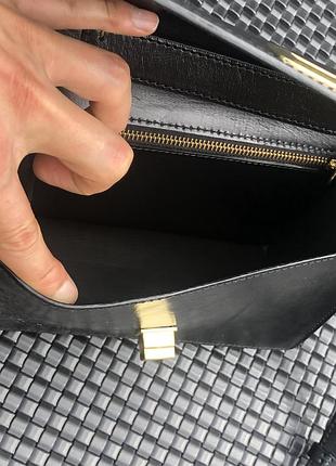 Черная кожаная сумка сумка кроссбоди классическая сумка4 фото