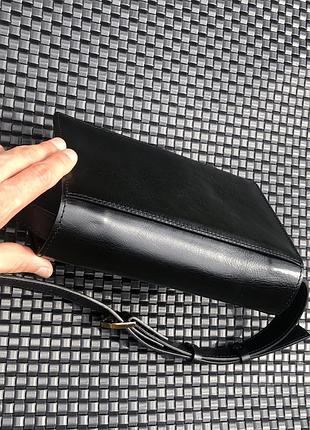 Черная кожаная сумка сумка кроссбоди классическая сумка5 фото