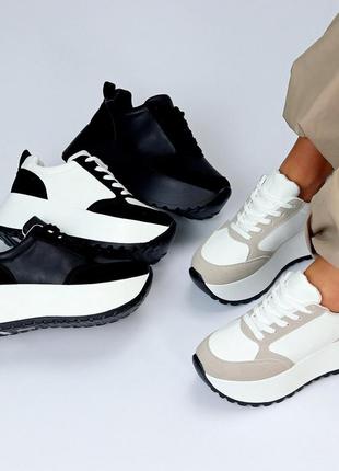 Женские трендовые кеды на высокой подошве, женские черные кеды на платформе.