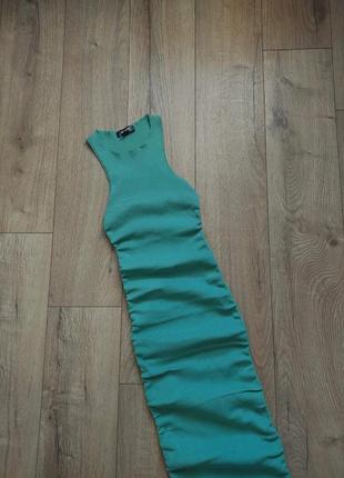 Трикотажна сукня міді в рубчик трикотажний сарафан трикотажное платье миди трикотажный сарафан3 фото