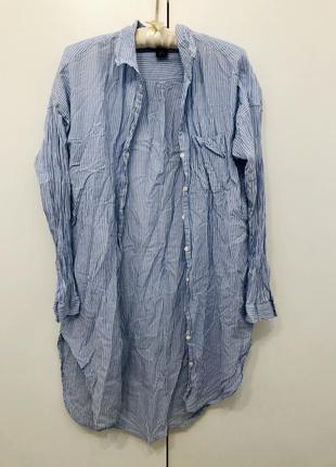 Удлиненная голубая рубашка в полоску lindex
