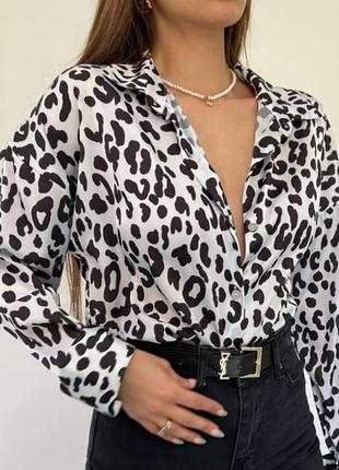 Zara рубашка с леопардовым принтом1 фото