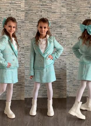 Детский школьный костюм river island на 9 лет/детский вредный костюм на девочке 9 лет/детский пиджак/детская юбочка