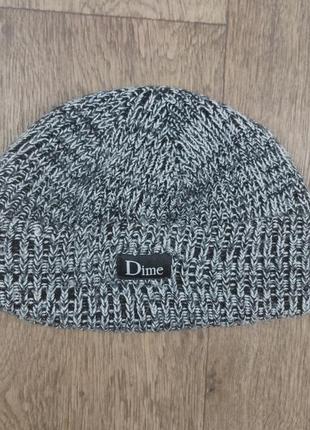 Шапка dime серая скейтерская бини короткая мужская ося supreme