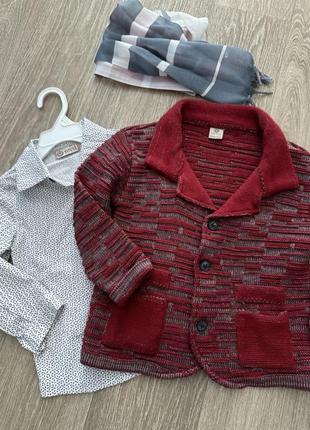 Комплект рубашка теплая кофта шарфик