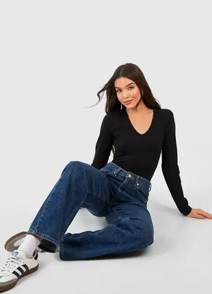 Чорний лонгслів боді м-л з рукавами котоновий