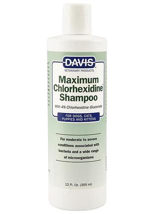 Davis maximum chlorhexidine shampoo девіс максимум хлоргексидин шампунь з 4% хлоргексидином для собак і котів із захворюваннями