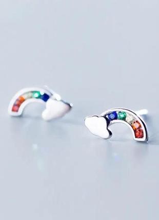 Серебряные серьги радуга 925