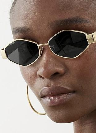 Окуляри очки ромби  marc jacobs original оригінал  шестикутні повний комплект з цепочкою золоті золото   оригінальні celine
