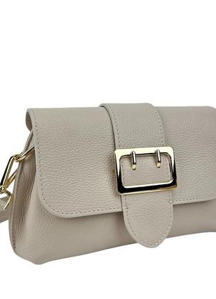 Шкіряна сумочка італія світла бежева через плече крос-боді 798105wb