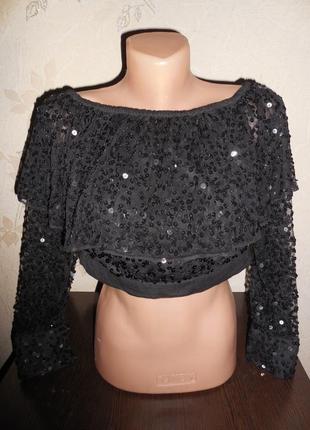 Блуза - топ *river island* украшена паеточками, 11-12 лет (152 см)