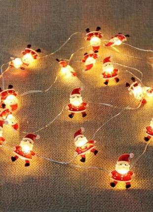 Светодиодная гирлянда decorative light "santa" 20 led 2 м на батарейках 3aa