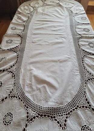 Скатертина на овальний стіл ручна робота вінтаж