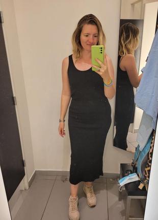 Чорна сукня в рубчик h&m