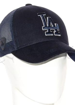 Бейсболка летняя с сеткой unisex кепка брендовая из хлопка универсальная los angeles bth20874 темно-синий