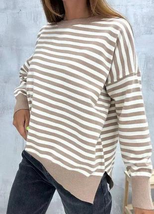 Черная женская тельняшка полосатая кофта джемпер в полоску