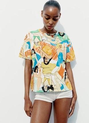 Оверсайз футболка з дівчатами zara нова колекція розмір s. m. l оригінал