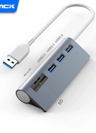 Хаб - переходник концентратор card reader 5в1 hub usb 2.0 / 3 port usb + tf + sd (hc) / юсб-хаб кардридер df65