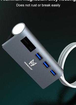 Хаб - переходник концентратор card reader 5в1 hub usb 2.0 / 3 port usb + tf + sd (hc) / юсб-хаб кардридер df654 фото