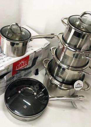 Самые лучшие кастрюли 12 предметов astra a-2412, современный набор кастрюль mp-946 из...