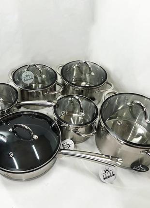 Самые лучшие кастрюли 12 предметов astra a-2412, современный набор кастрюль mp-946 из...