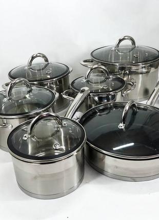 Самые лучшие кастрюли 12 предметов astra a-2412, современный набор кастрюль mp-946 из...