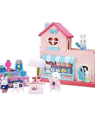 Ляльковий будиночок крамниця солодощів з аксесуарами та фігурками кроликів 6674