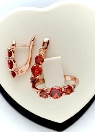 Красивый набор (медицинское золото). серьги + кольцо размер 18.19.20.