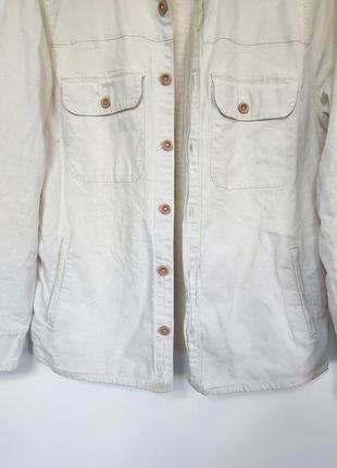 Рубашка рубашка куртка мужская белая бежевая прямая широкая классическая повседневная плотная mango man, размер l5 фото