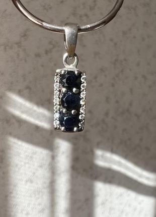Нові фото! срібна підвіска з сапфірами