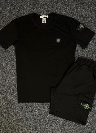 Футболка біла/чорна + шорти stone island2 фото