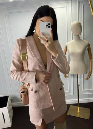 Костюм із твіду піджак жакет і спідниця міні