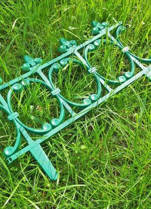 Декоративна огорожа для саду, клумби. 50×25 см пластиковий декоративний забор "корсика" зелений, білий, бронза8 фото