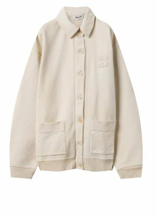 Кардиган в стиле miu удлиненный молочный с пуговицами