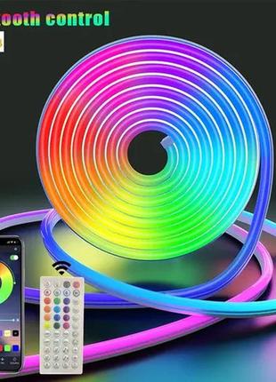Гибкий неон 5м, лента светодиодная неоновая 5 метра гибкая умная светодиодная rgb неоновая лента с пультом ду