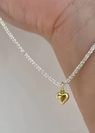 Блискучий ланцюжок з кулоном серце