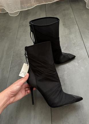 Черные ботильоны зара zara ботинки