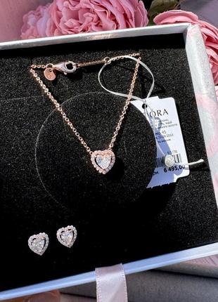 Подарочный набор pandora «блестящее сердце» комплект пандора серьги пандора ожерелье pandora цепочка pandora серебро 925 кулон