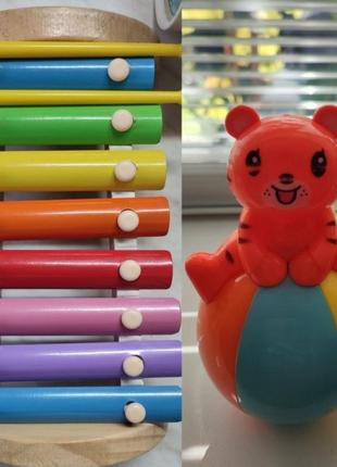 Ксилофон , деревянная игрушка ксилофон и игрушка неваляшка