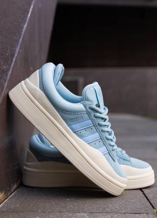 Жіночі кросівки adidas campus x bad bunny blue cream4 фото